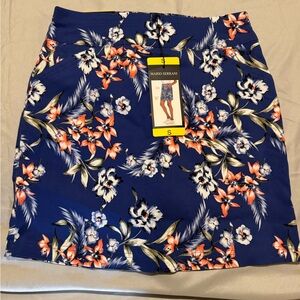 NWT Mario Serrani Women's Comfort Stretch Short Skort, Blue Floral, S